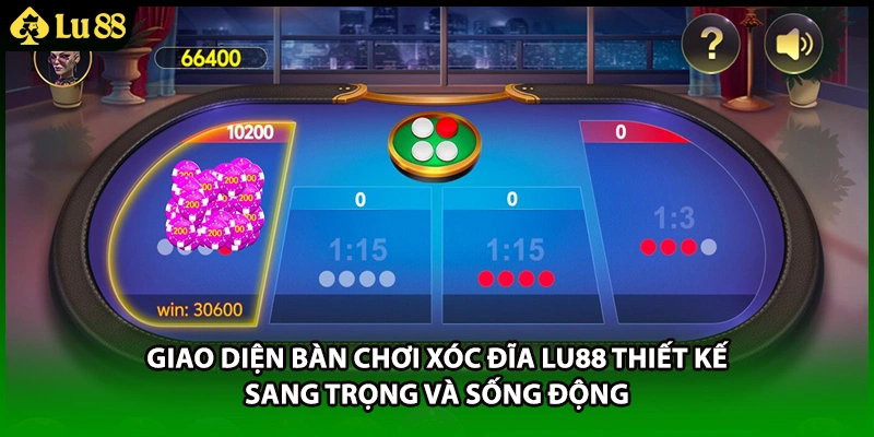 Giao diện bàn chơi xóc đĩa LU88 thiết kế sang trọng và sống động