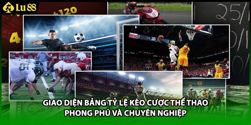 Giao diện bảng tỷ lệ kèo cược thể thao phong phú và chuyên nghiệp